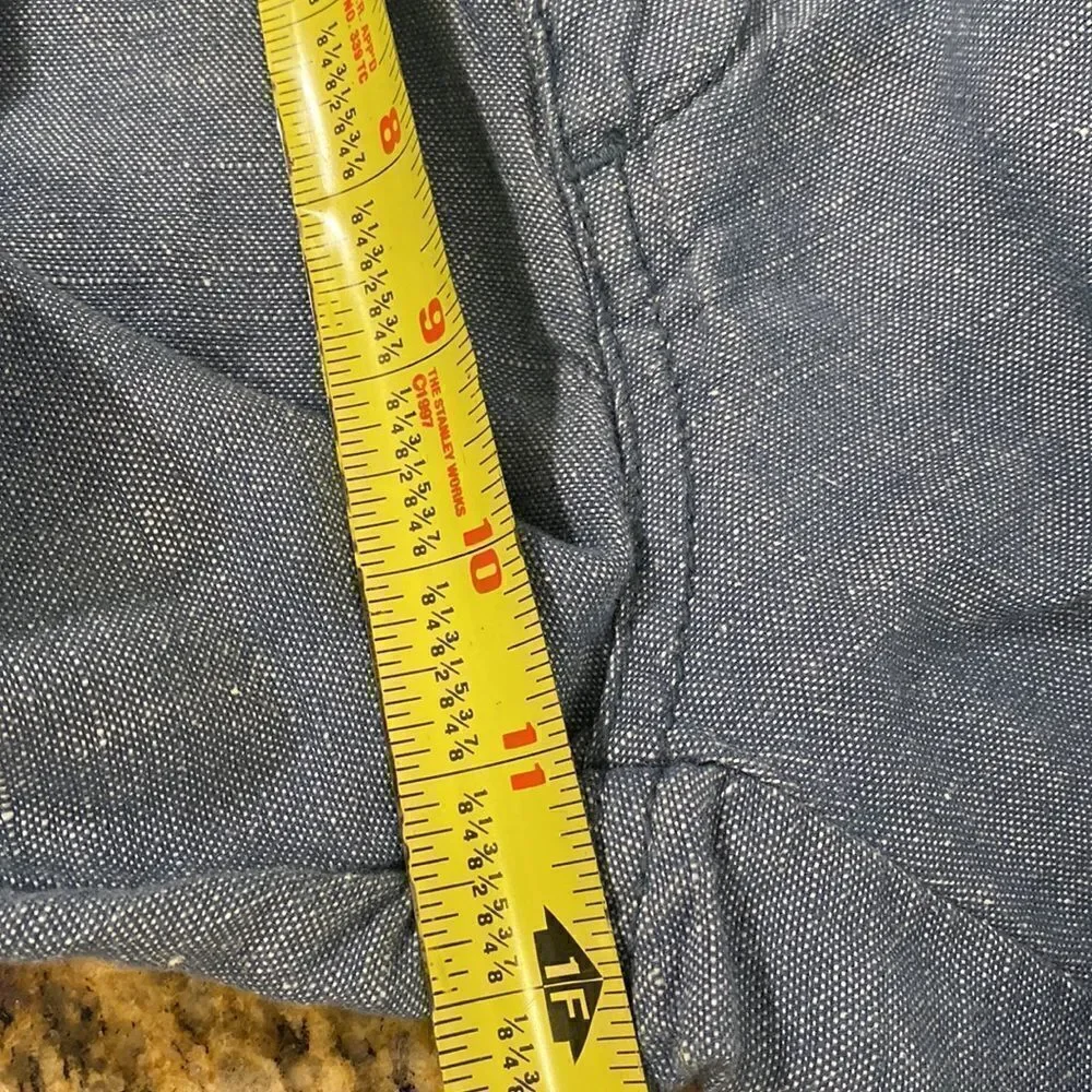 The Point Zero Experience Blue Cotton Linen Blend Roll Up Travel Pants